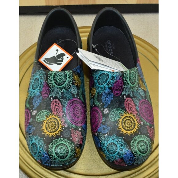 Crocs Neira Pro II Womens Clogs Size 8 Mandala Graphic Slip Resistant Work Shoes - Picture 7 of 10